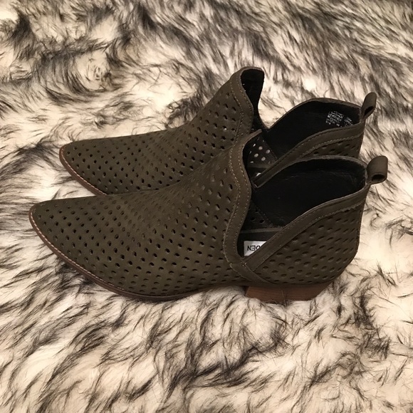Olive Pointy Toed Booties - Picture 1 of 6